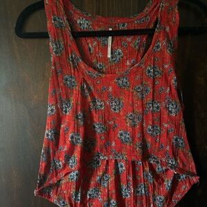 FREE PEOPLE Floral Red Sleeveless Top